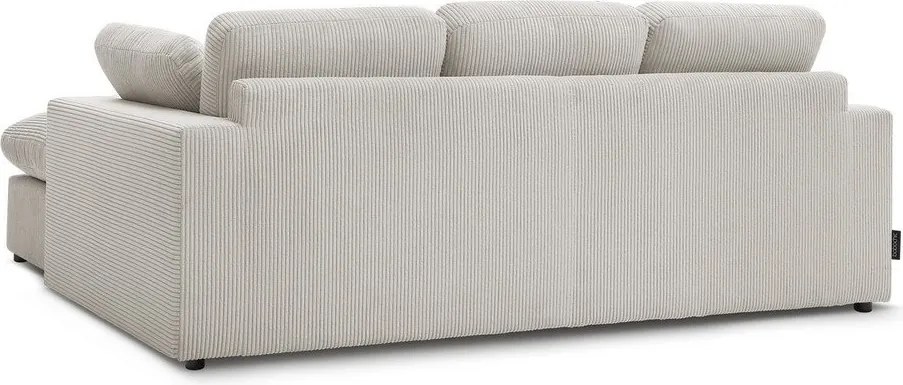 Colțar bej cu tapițerie din catifea reiată Belair – Bobochic Paris