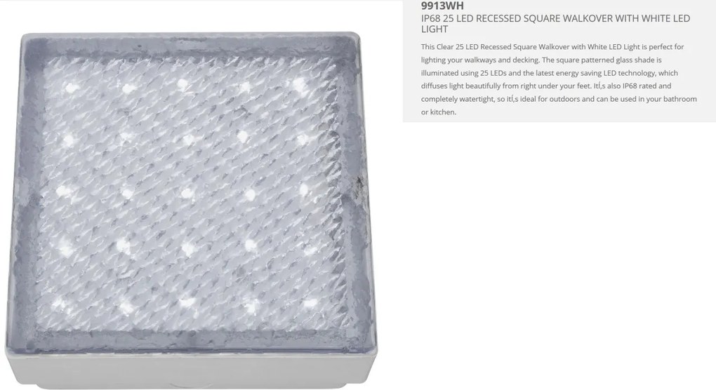 Spot LED incastrabil de exterior patrat IP68 Outdoor 9913WH SRT