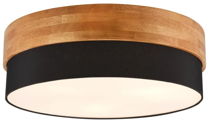 Plafonieră neagră/în culoare naturală cu abajur textil Seasons – Trio