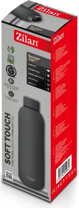 Termos Zilan ZLN9841 tip sticla sport, capacitate 500ml, interior din inox, pereti dublii, gri