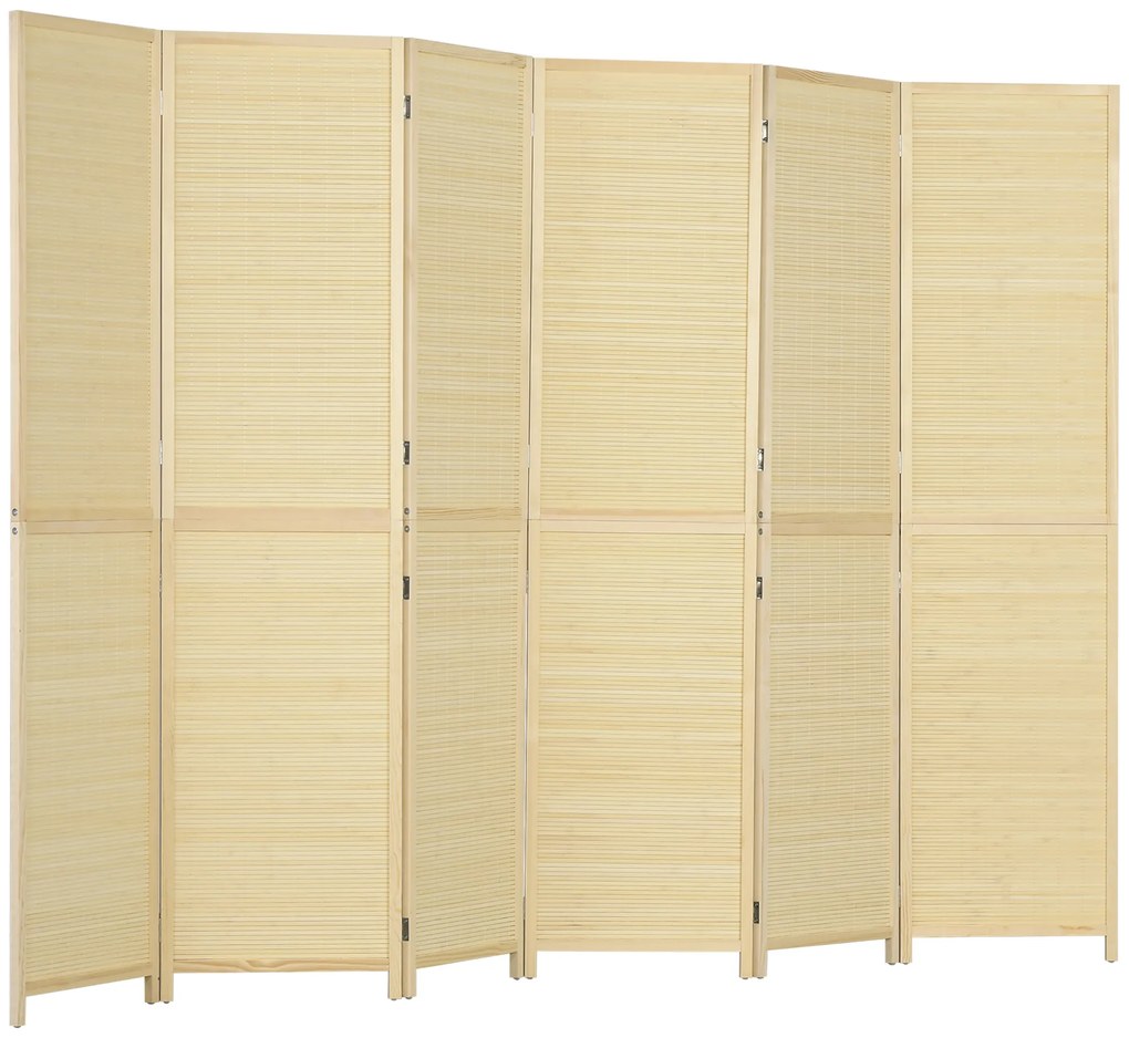 HOMCOM Paravan din lemn de bambus 6 panouri 270 x 180 cm separator de camera cloison de separare pliabil - natural | Aosom Romania