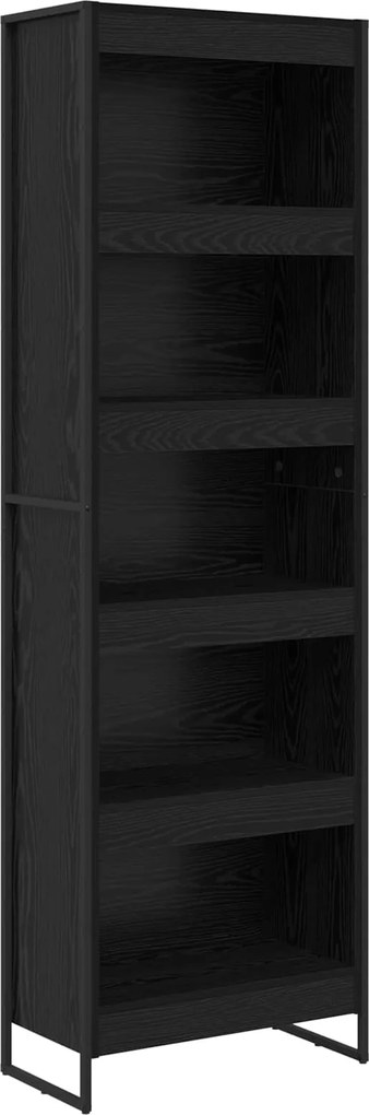 vidaXL Dulap pentru cărți 2 pcs Stejar Negru 80 x 30 x 155 cm