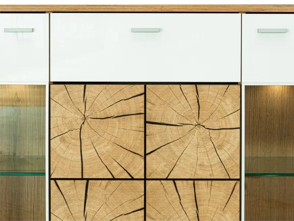 Bufet Dakota, 3Usi + 1Sertar, Alb & Natur, 82 x 42 x 170 Cm