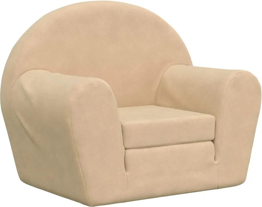 vidaXL Canapea extensibilă pentru copii cremă moale de pluș