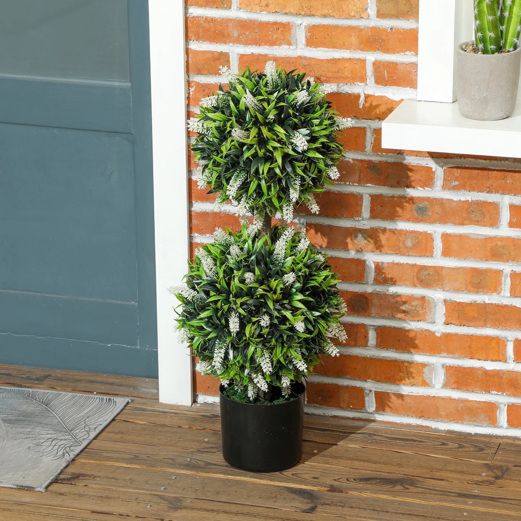 HOMCOM Set 2 plante artificiale, rezistente la UV, în ghiveci cu flori, 70 cm plantă de interior pentru sufragerie, grădină | Aosom Romania