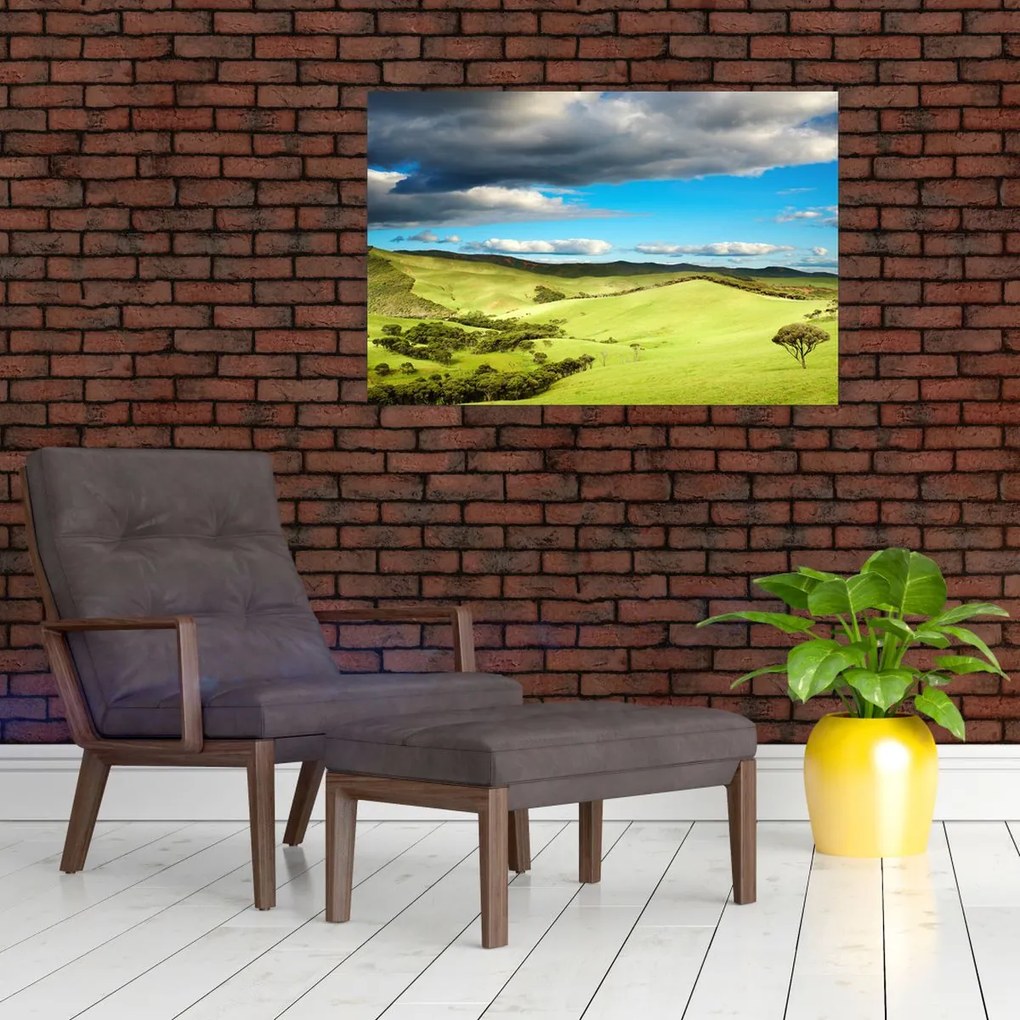 Tablou - Peisaj verde cu dealuri (90x60 cm)