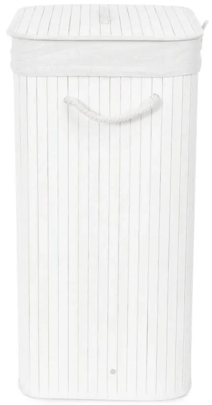 Compactor Coș pentru rufe murdare Bamboo dreptunghiular, alb