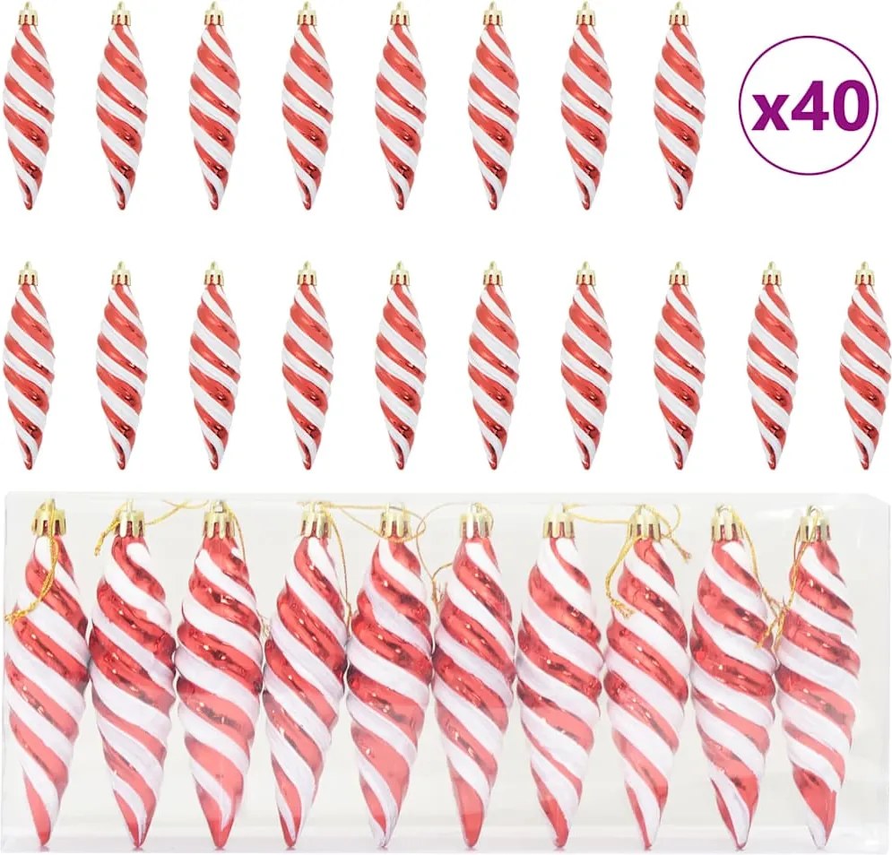 vidaXL Bola în formă de spirală de Crăciun 40 pcs Roșu Plastic