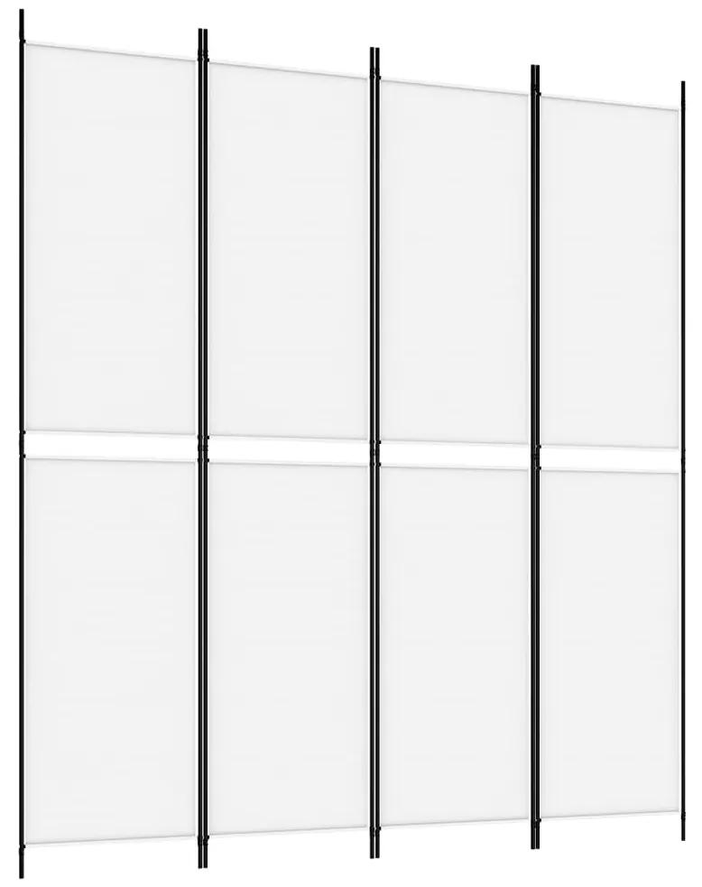 Paravan de camera cu 4 panouri, alb, 200x220 cm, textil Alb, 200 x 220 cm, 1