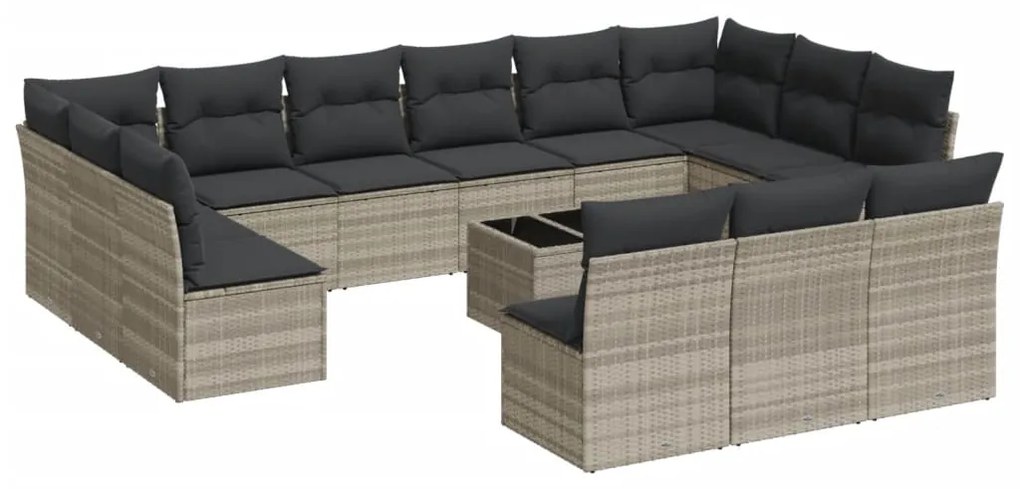 3218402 vidaXL Set mobilier de grădină cu perne,14 piesegri deschis, poliratan