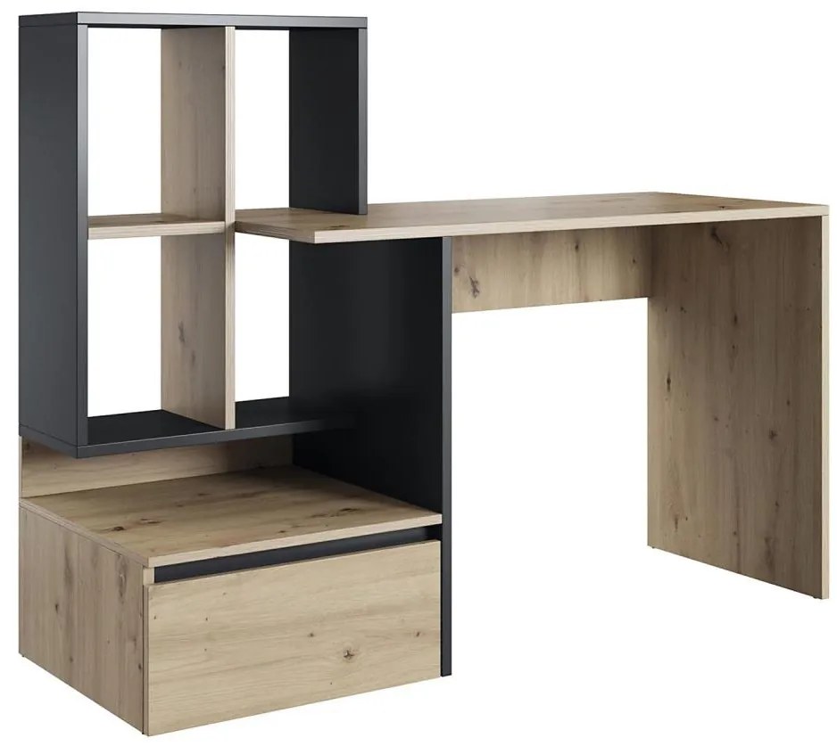 Birou cu poliță MARLO, stejar artisan/antracit
