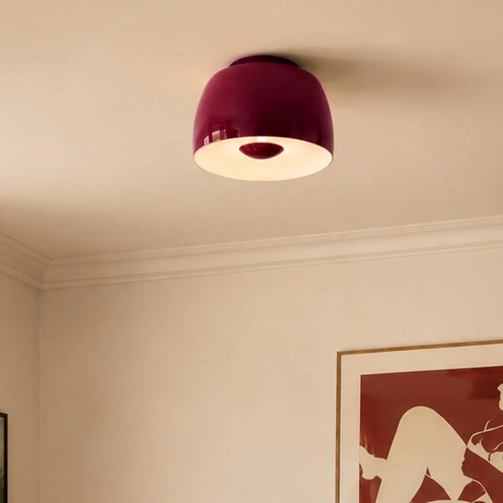 Lampă de tavan retro roșie cu interior alb, inclusiv LED reglabil în 3 trepte - Vera