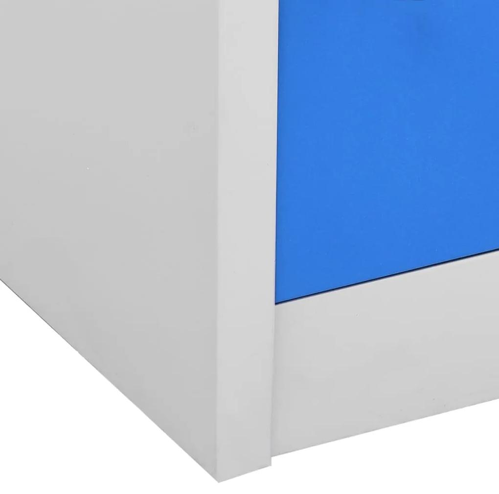 Dulapuri vestiar 2 buc. gri deschis albastru 90x45x92,5 cm otel 2, light grey and blue, cu 9 dulapuri, 1