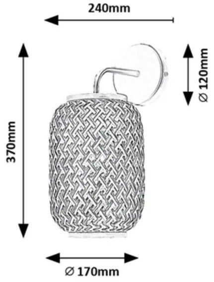 Aplica de perete design industrial Adalla rattan
