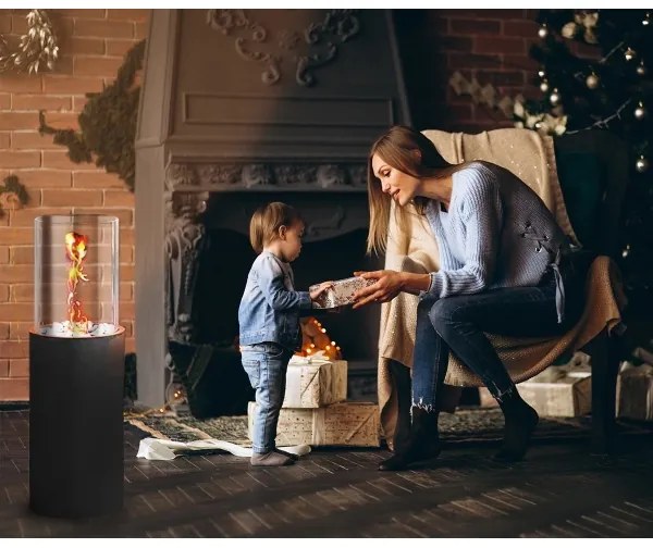 Șemineu pe bioetanol ROMA 26,5x80,5 cm 2kW negru + husă de protecție