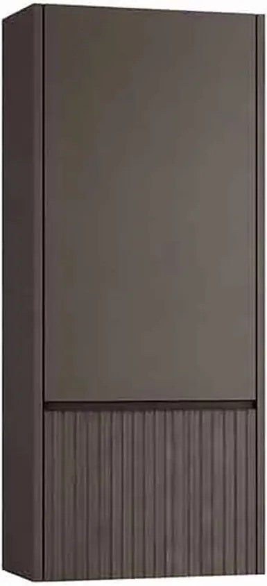 Dulap coloana mediu suspendat KolpaSan Orphia riflat 1 usa si 1 sertar 45x100 cm finisaj grafit negru