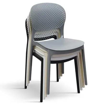 PAZZO DESIGN Set de 4 scaune Anita Negru din polipropilenă | Aosom Romania