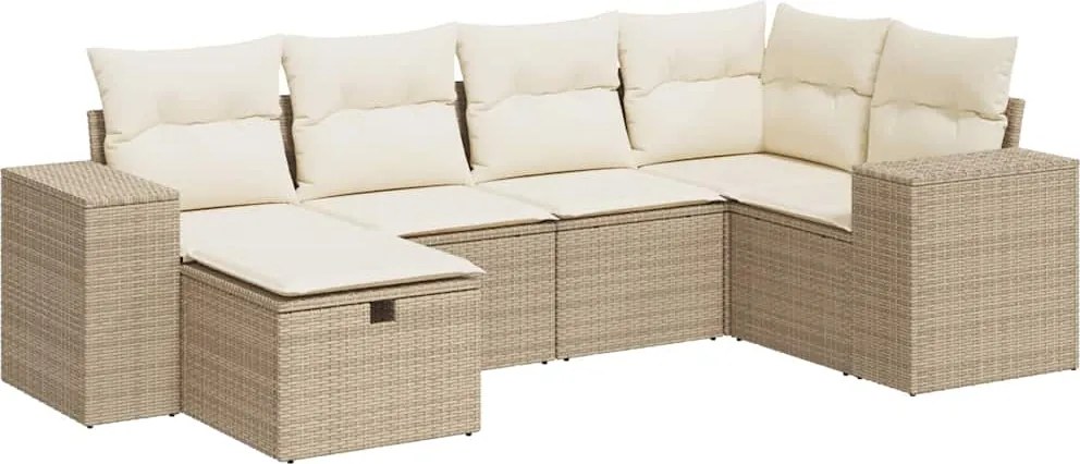 vidaXL Set canapele de grădină cu perne, 6 piese, bej, poliratan