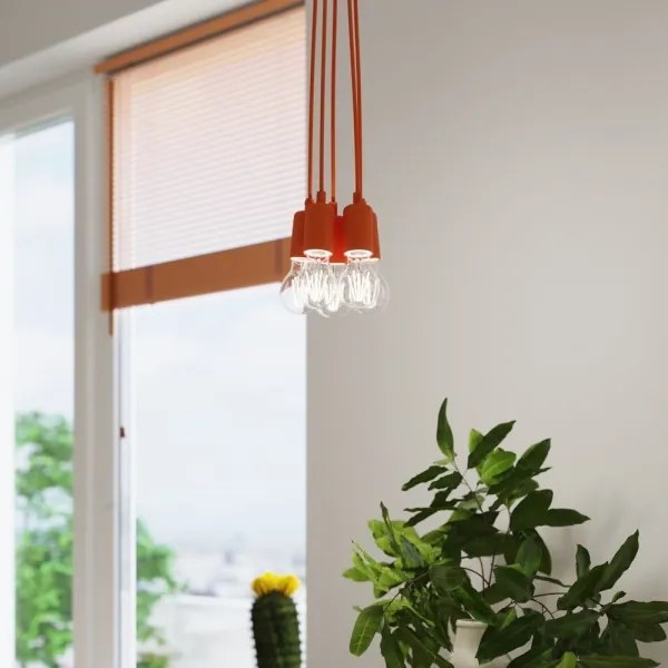 Lustră pe lanț DIEGO 3xE27/60W/230V portocalie