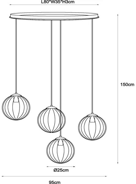 Lustră pe cablu Lucide 45493/04/33 MONSARAZ 4xE27/40W/230V