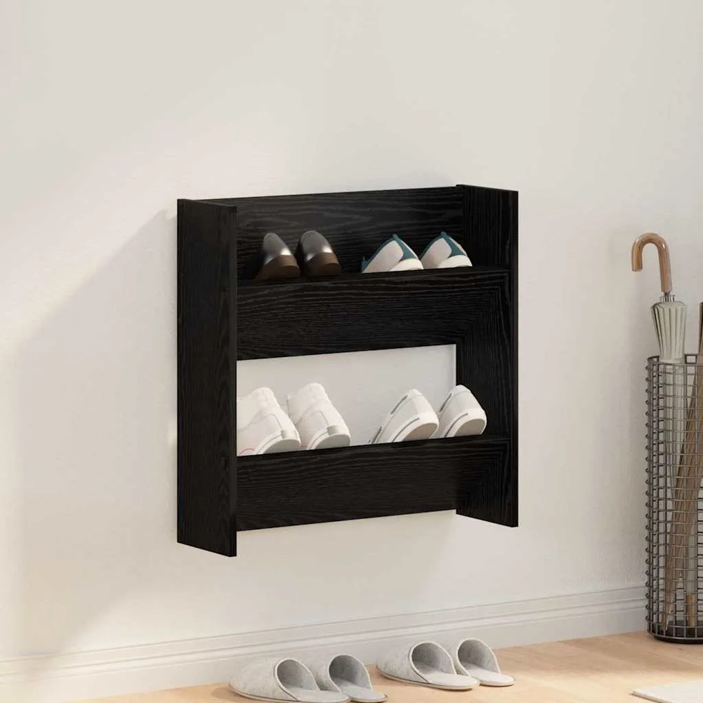 vidaXL Dulapuri pentru pantofi de perete Stejar negru 60 x 18 x 60 cm