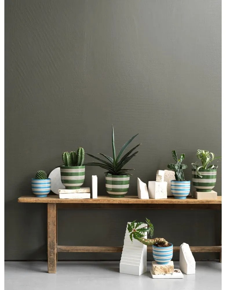 Ghiveci din ceramică Kähler Design Nuovo, ø 15 cm, alb-verde închis