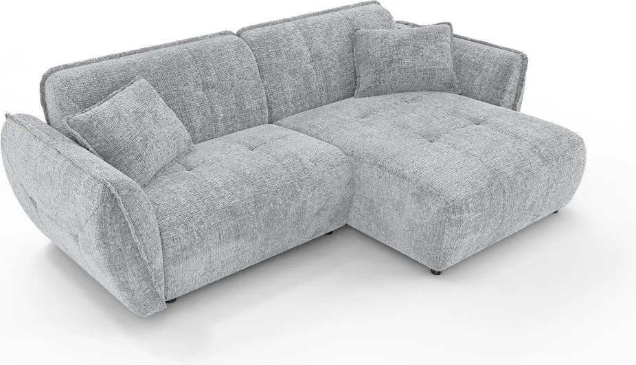 Colțar gri deschis cu tapițerie din chenille (cu colț pe partea dreaptă/cu șezlong) Nelia – Ropez