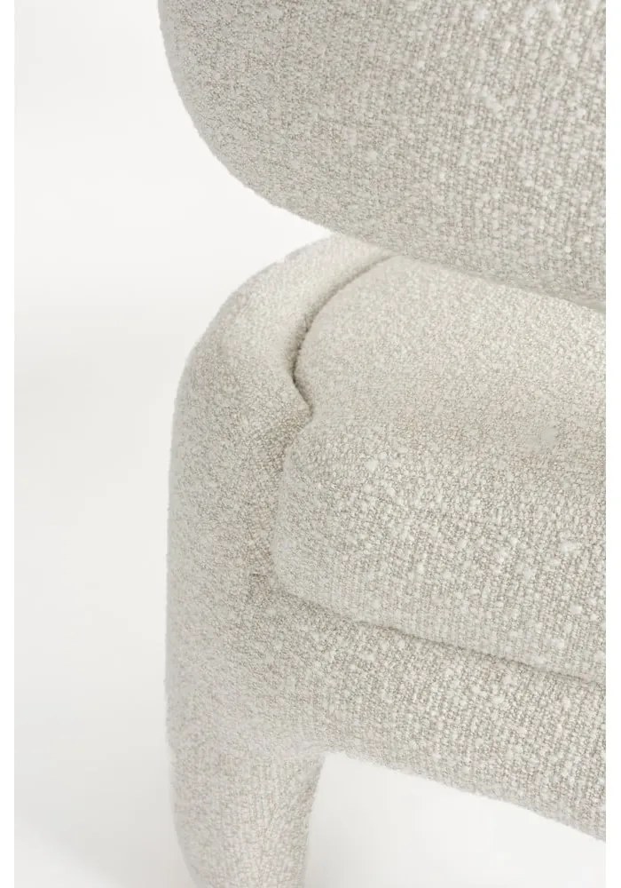 Fotoliu alb cu tapițerie din țesătură bouclé Nova – White Label