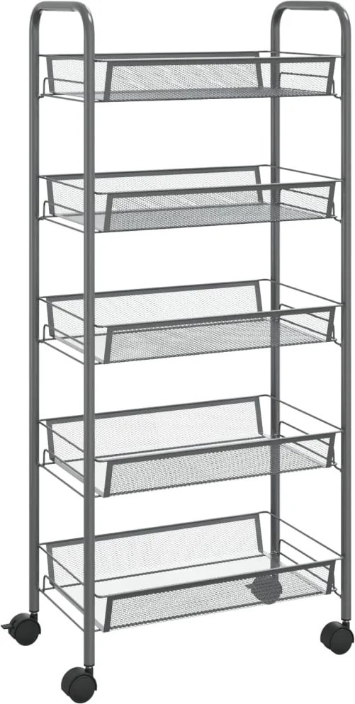 vidaXL Cărucior de bucătărie, 5 niveluri, gri, 46x26x105 cm, fier