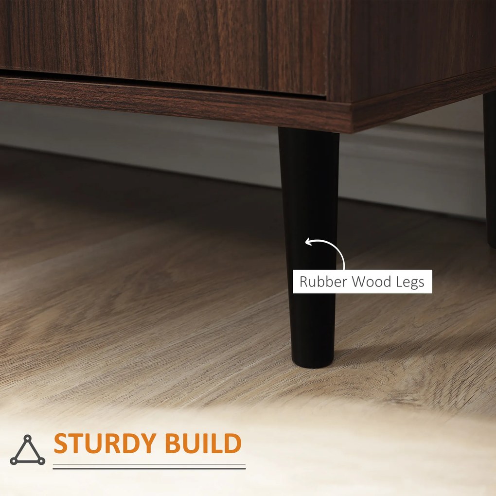 HOMCOM Bufet modern pentru sufragerie, hol din lemn si PAL cu 2 dulapuri si 3 sertare, 127x40x76 cm, maro si negru | AOSOM RO