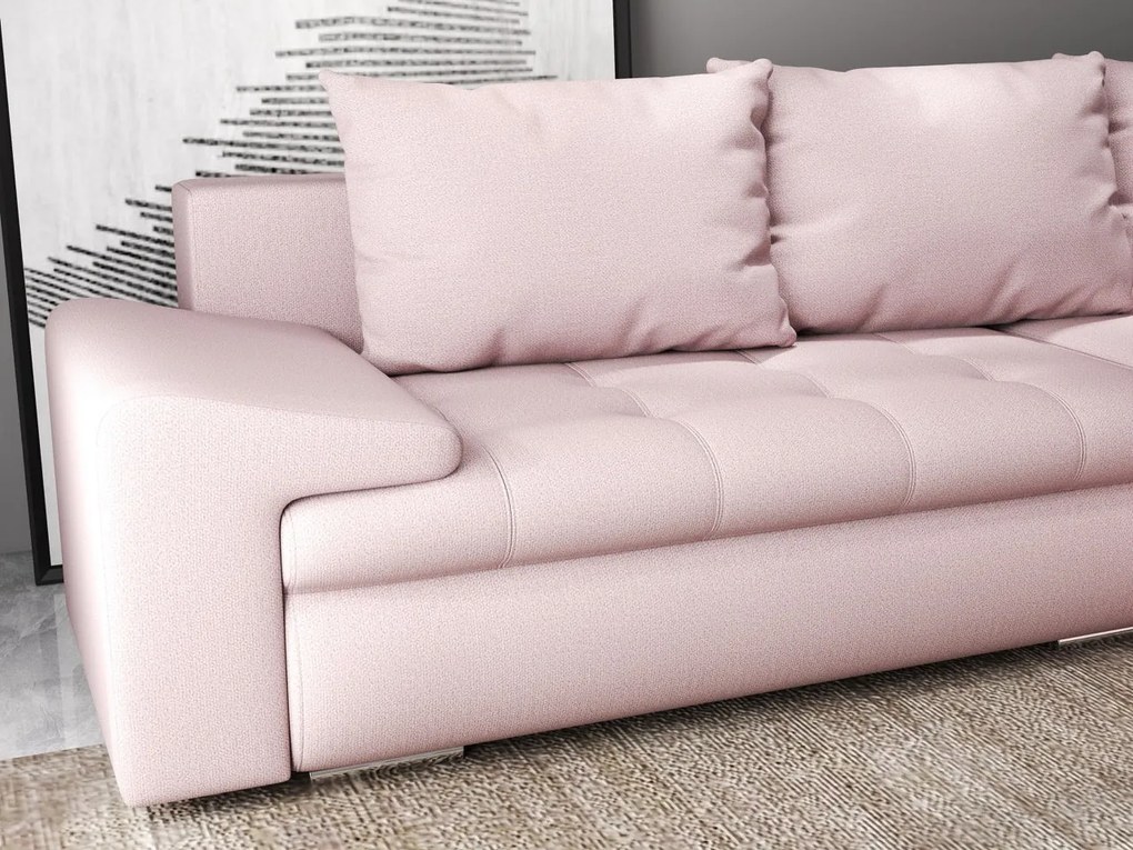 Colțar extensibil dumonde cu ladă de depozitare si sezut confortabil din spuma high-density, Leonardo Enjoy Roz 260x185 cm II