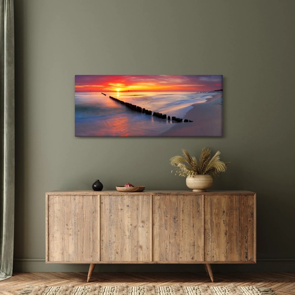 Tablou - Apus de soare, Marea Baltică, Polonia (120x50 cm)