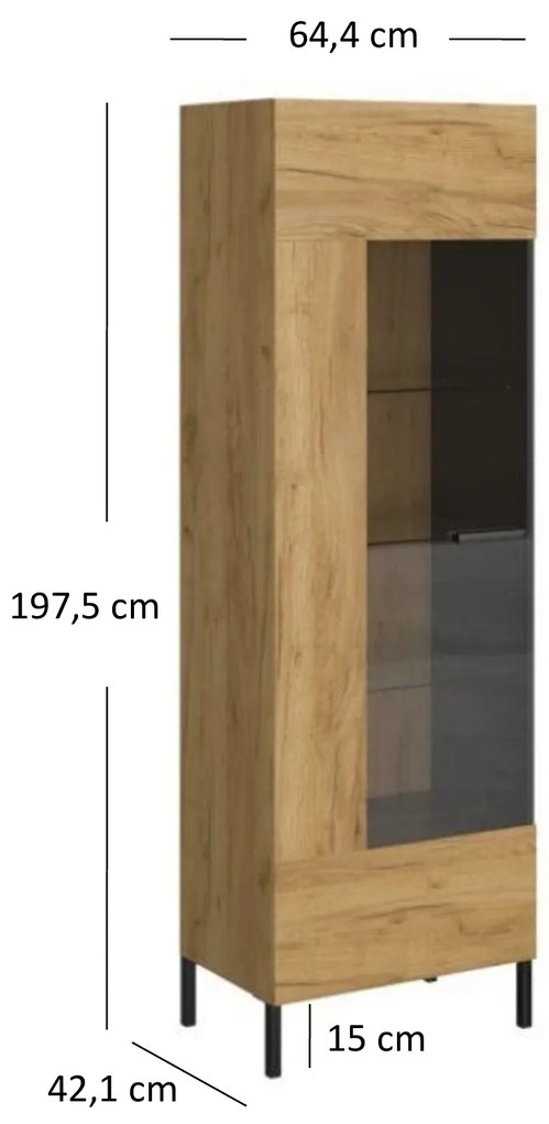 Vitrină Shanna (Stejar craft auriu + antracit). 1053226