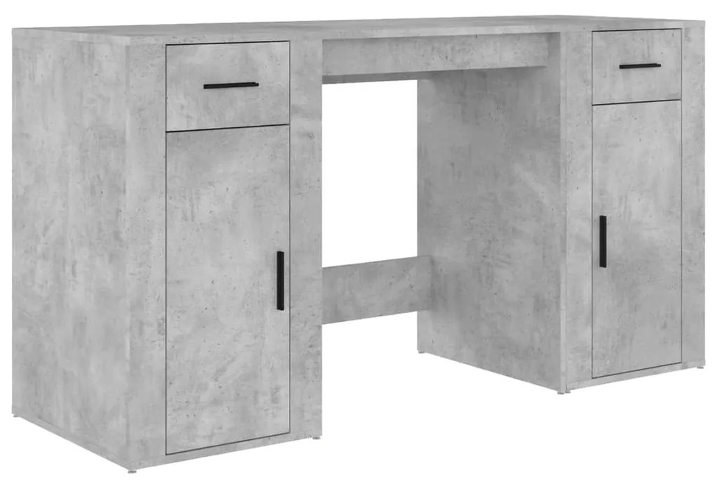 3185435 vidaXL Birou cu dulap, gri beton, lemn prelucrat