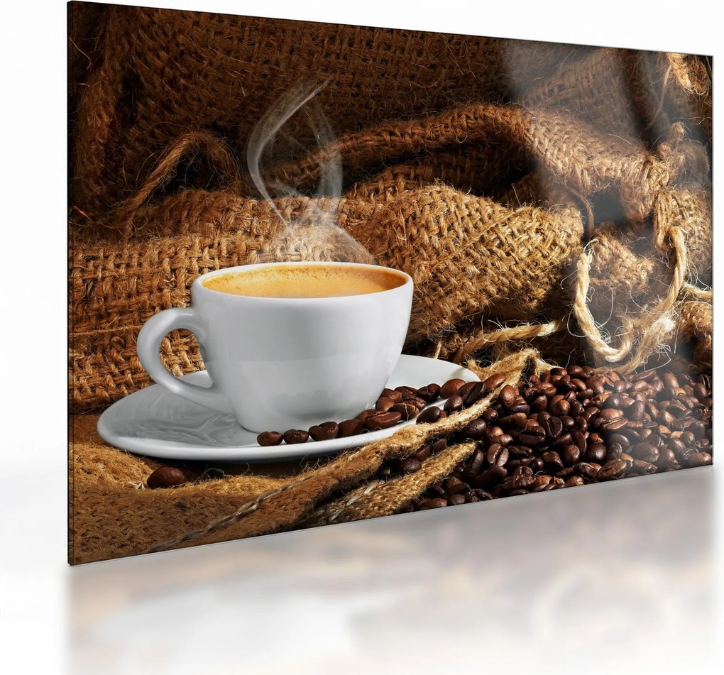 Tablou pe sticlă - O ceașcă de cafea (70x50 cm)