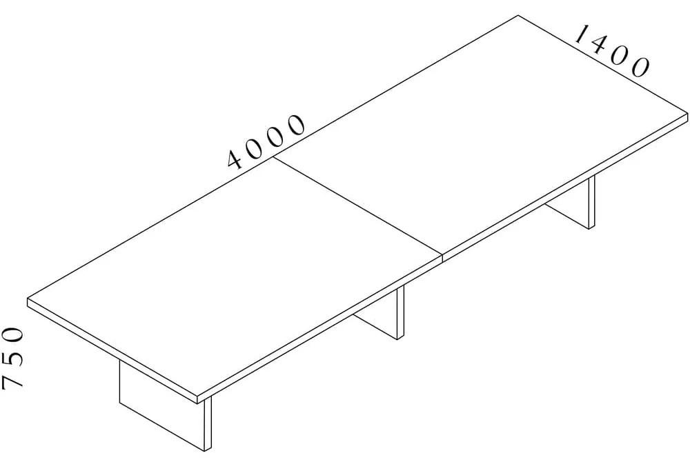 Masa de intalnire Lineart 400 x 140 cm, ulm inchis