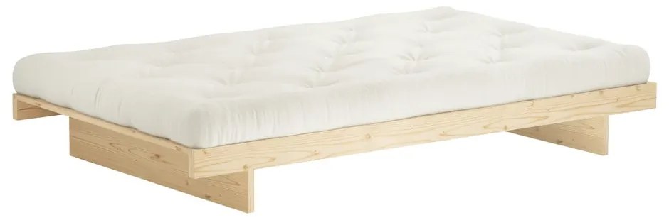 Pat în culoare naturală din lemn masiv de pin cu somieră 90x200 cm Kanso – Karup Design