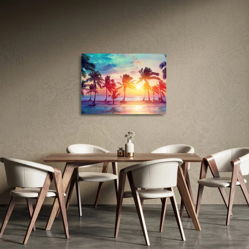 Tablou pe sticlă - Apus de soare tropical (70x50 cm)