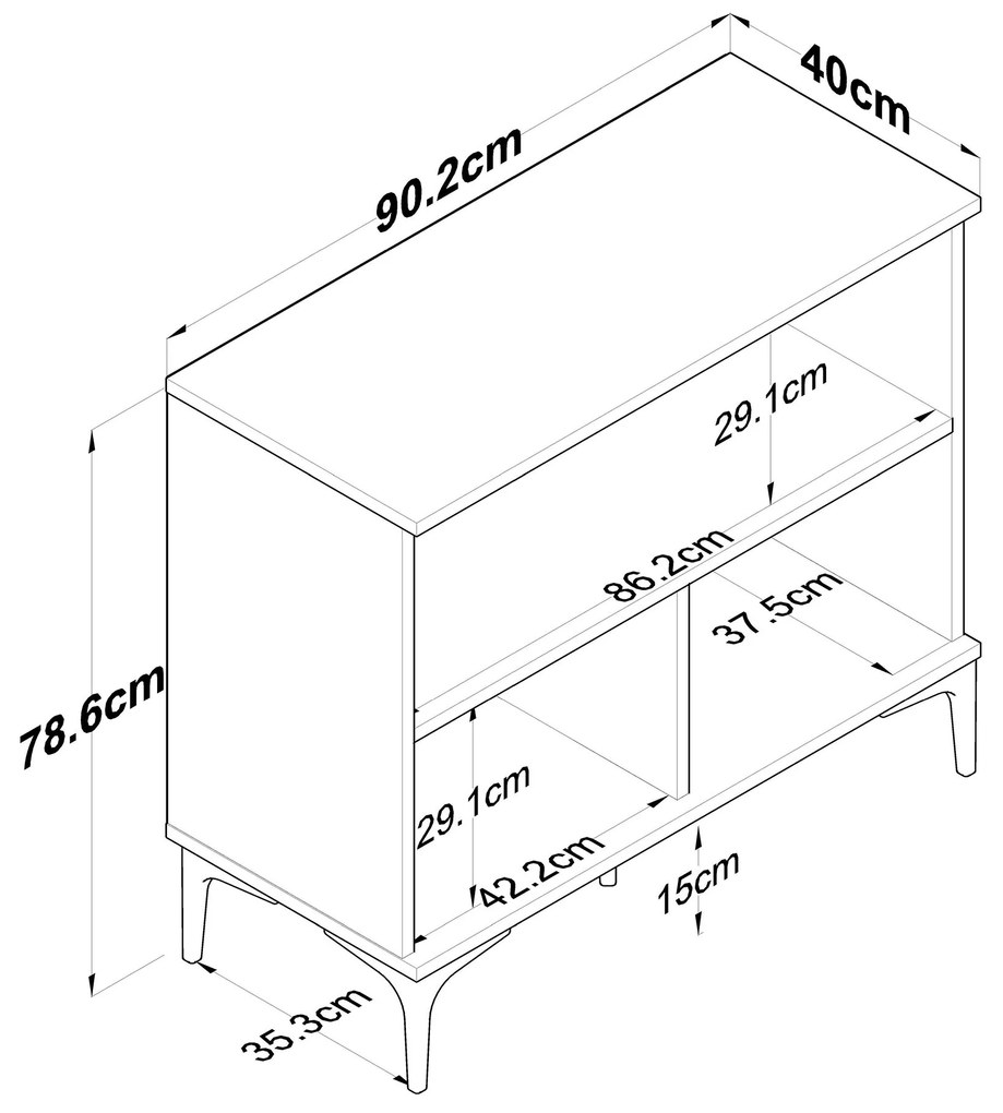 Comodă Jette 90 (nuc + alb). 1127420