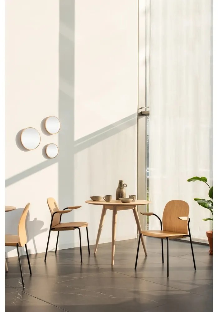 Scaune de dining maro/maro coniac stivuibile 2 buc. cu aspect de lemn de nuc Book – Gazzda