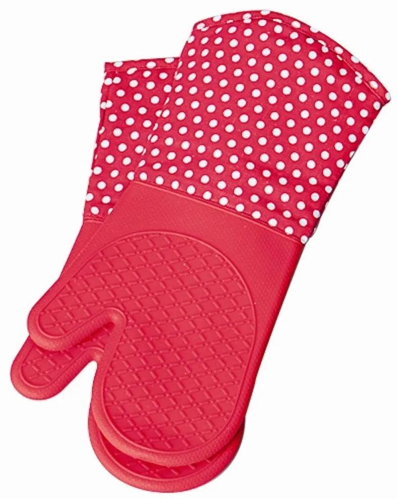 Set 2 mănuși pentru cuptor, Silicon, Rosu, 37,5x18,5 cm, WENKO