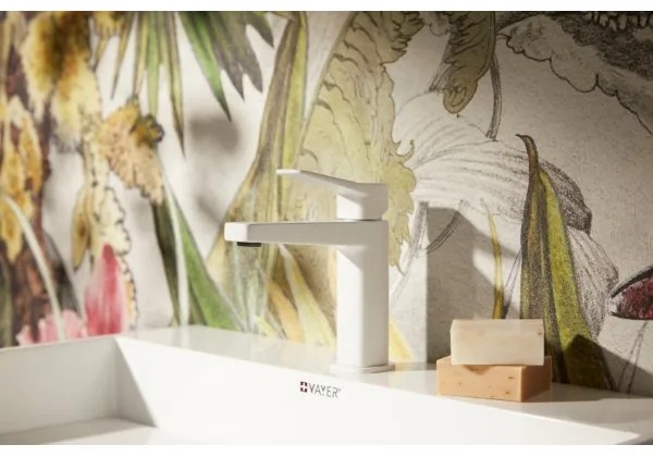 KFA Armatura 4522-815-44 - Baterie pentru lavoar MALAGA 15,9 cm, albă, cu ventil de scurgere click-clack