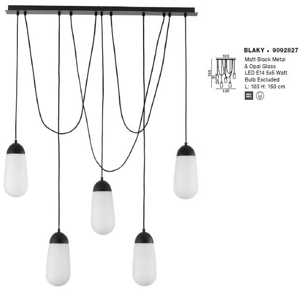 Lustra cu 5 Pendule design minimalist BLAKY