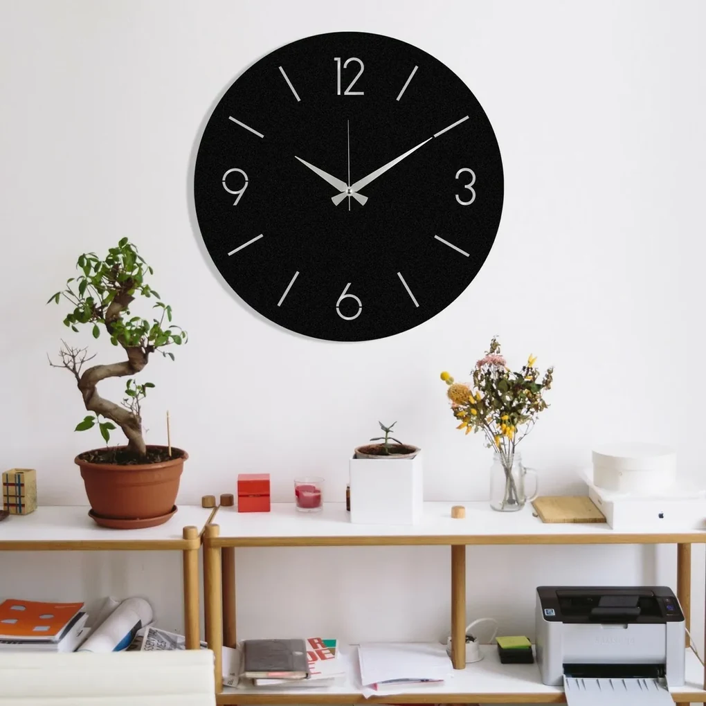 Ceas de perete Trevwela, Black , 48 x 48 cm