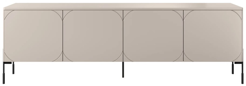 Comodă TV cu patru uși Sonatia pe picioare metalice 200 cm - cașmir