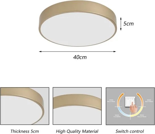 Brilagi - Plafonieră LED POOL/48W/230V 3000/4000/6000K diametru 40 cm aurie