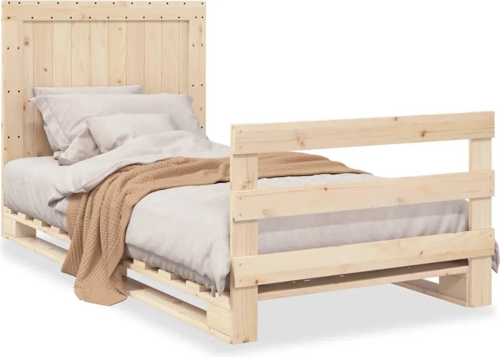 vidaXL Cadru de pat cu tăblie, 100x200 cm, lemn masiv de pin