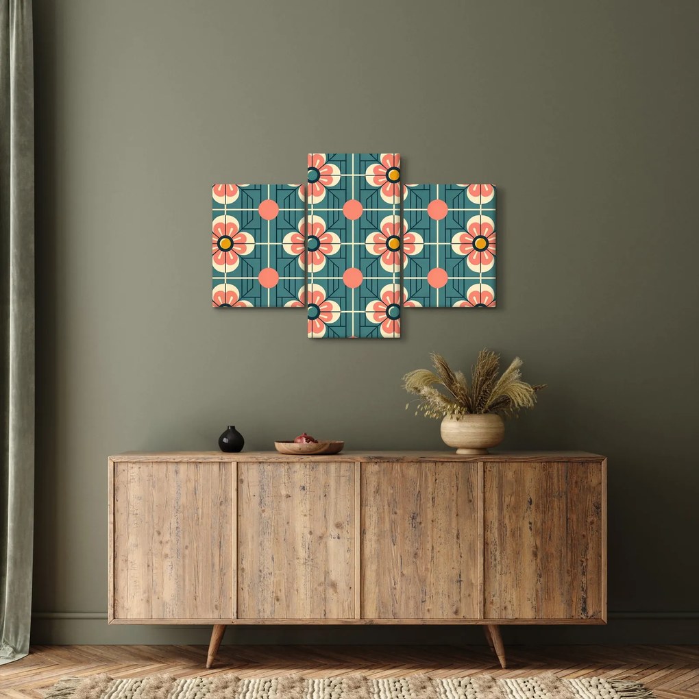 Tablou - Model retro cu flori (90x60 cm)