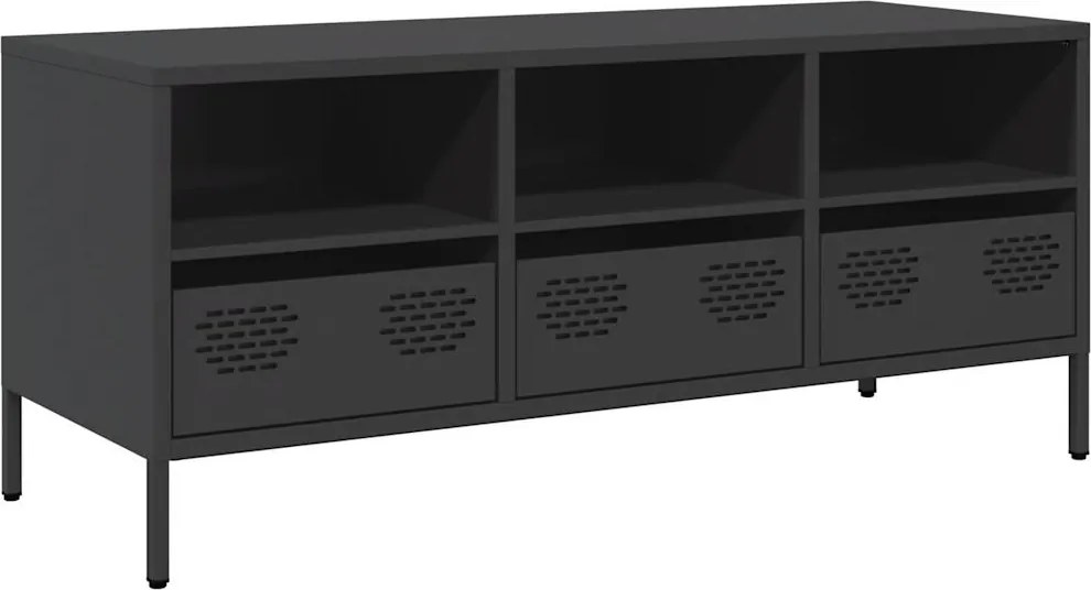 vidaXL Dulap TV, negru, 101,5x39x43,5 cm, oțel laminat la rece