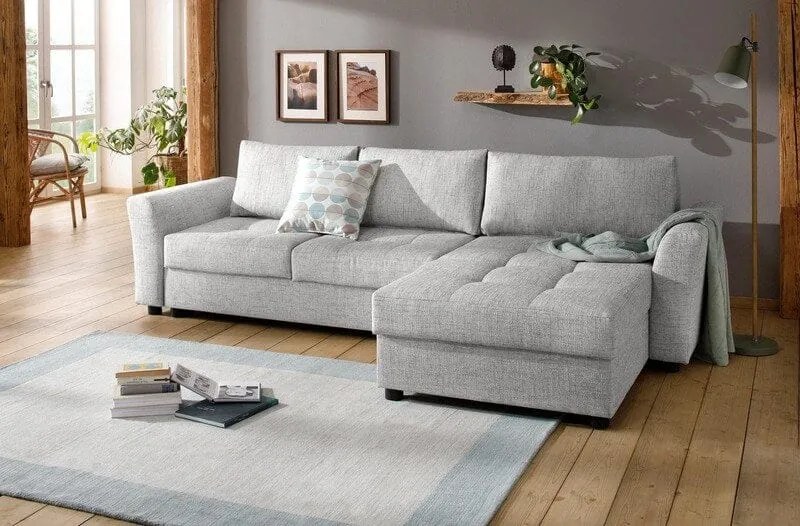Colțar extensibil cu ladă de depozitare Leon Grey 260x182 cm